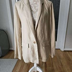 Quince Beige Linen Blazer